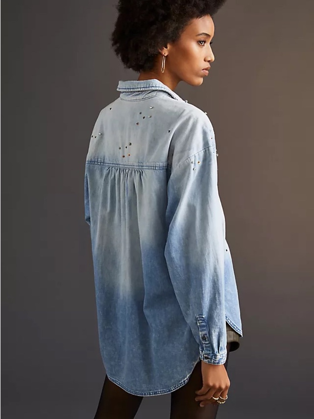 Pilcro The Bo Boyfriend Button Down Medium Petite - Picture 2 of 6
